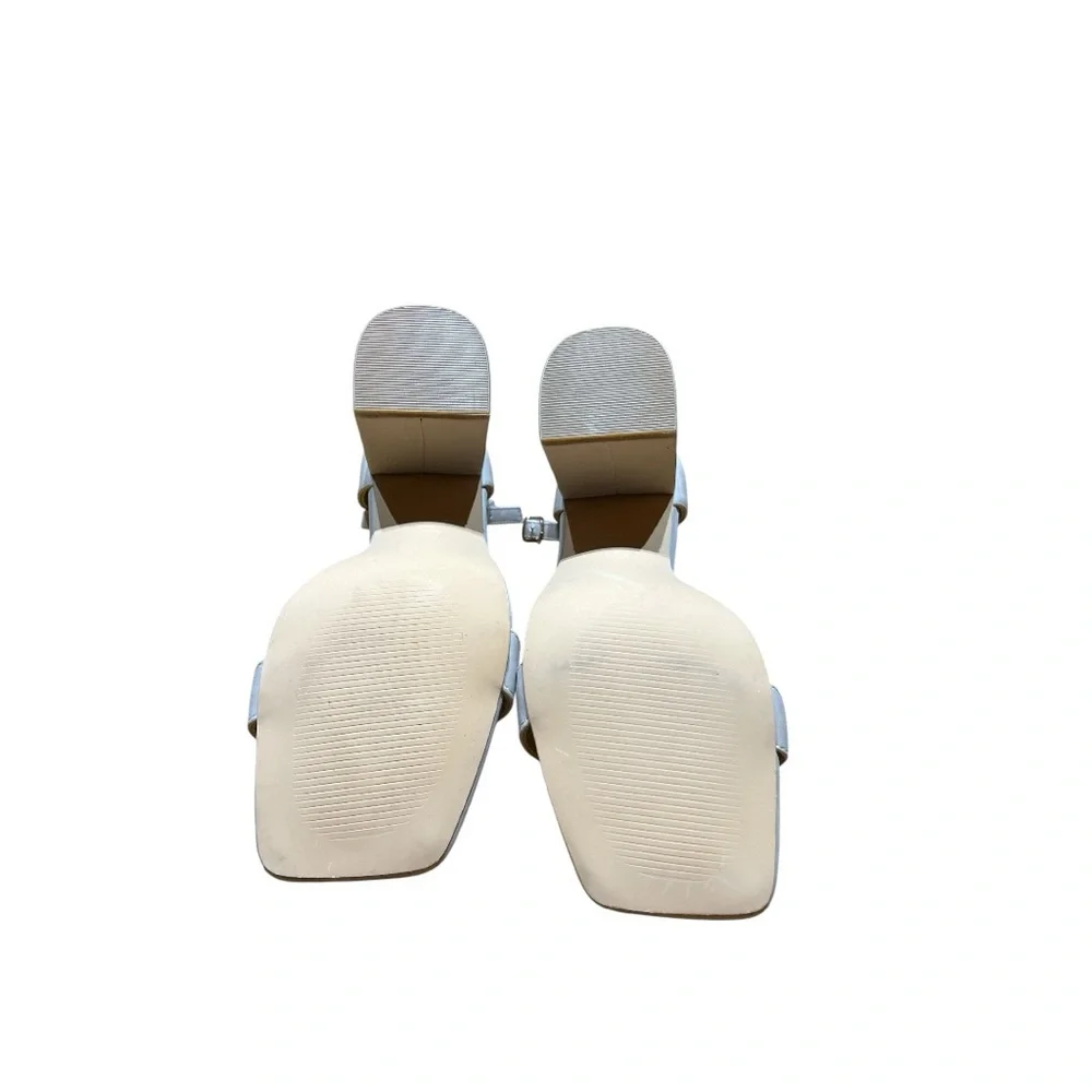 IDIFU Nude Beige Block Heel Sandals Size 9.5 Comfortable Wedding Pumps
